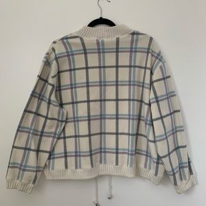 Villager Sport Liz Claiborne Vintage White Check Plaid Crewneck Sweater